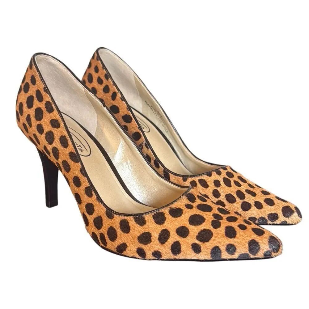 Talbots vintage leopard calf hair leather stiletto pumps 6.5